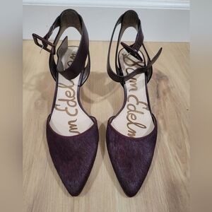 New Sam Edelman Women's Merlot Calf Hair Ankle Strap Heels